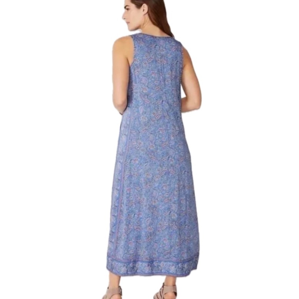 J. Jill, NWT Border Print Maxi Sleeveless Blue Floral Dress, Size M - Picture 3 of 12